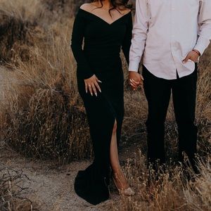 Windsor | v Plunge Long Sleeve Emerald Green Slip Maxi Gown